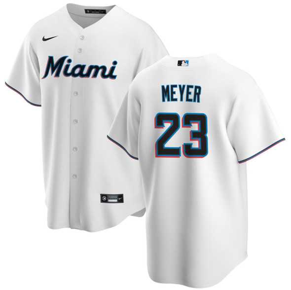 Mens Miami Marlins #23 Max Meyer White Cool Base Stitched Jersey Dzhi->miami marlins->MLB Jersey